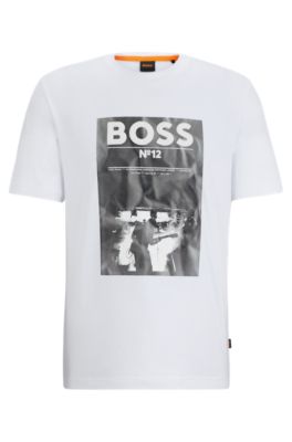 BOSS Regular fit T shirt in cotton with seasonal artwork