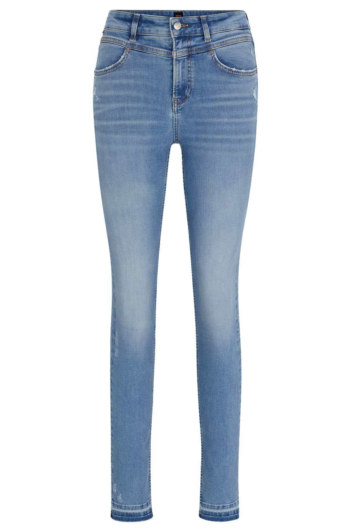 Blaue Jeans aus besonders elastischem Denim, Hellblau