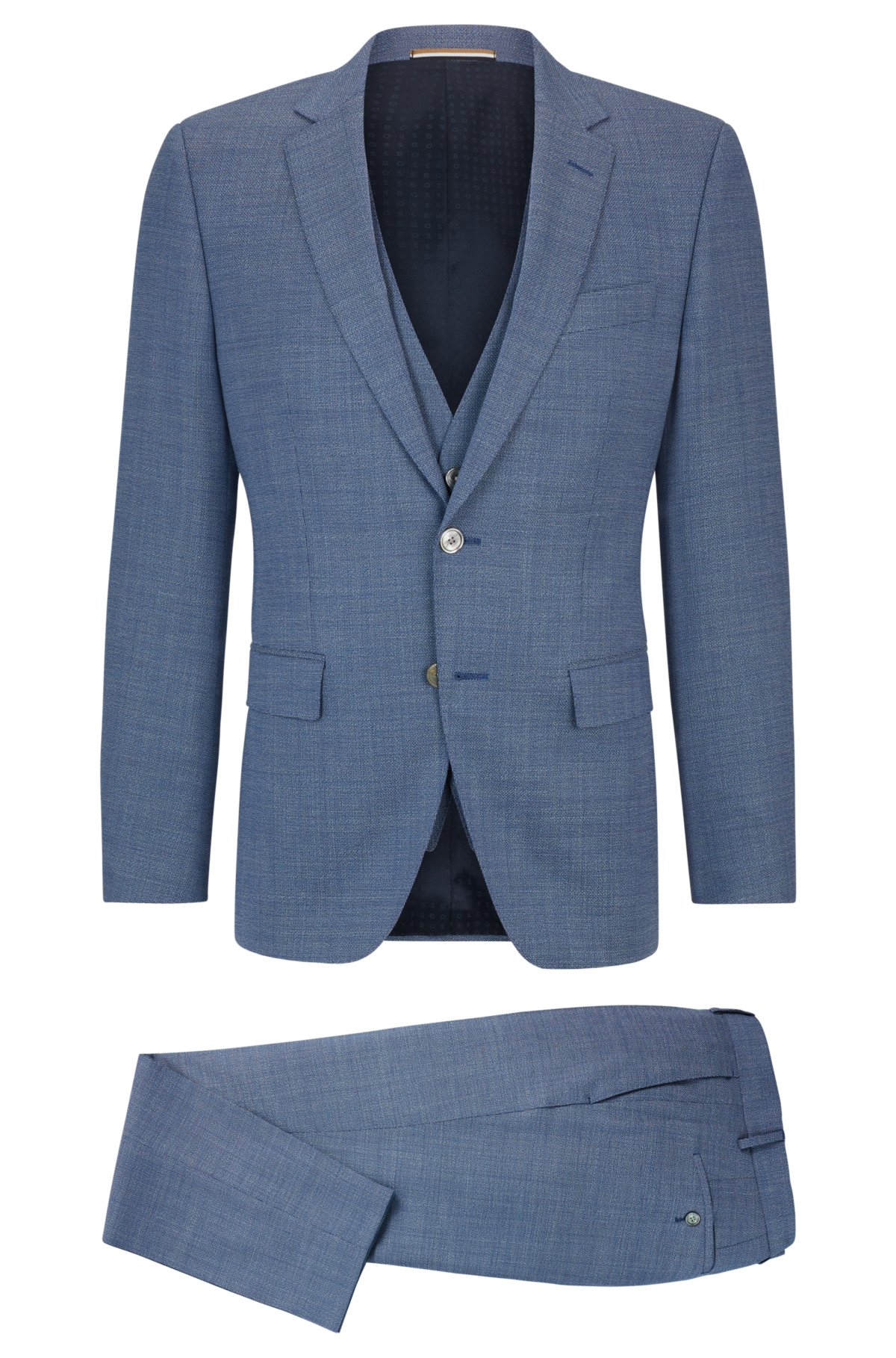Slim-fit suit in a hopsack-weave wool blend, Blue