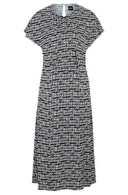 Short-sleeved dress in abstract-patterned fabric