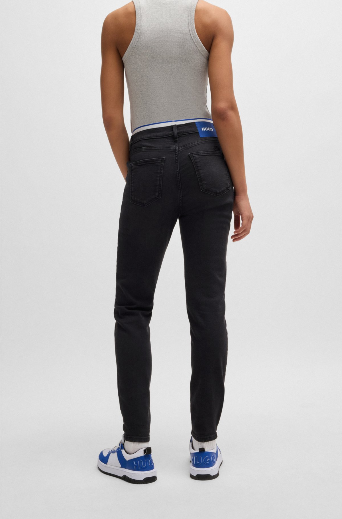Skinny-fit jeans in black stretch denim, Black