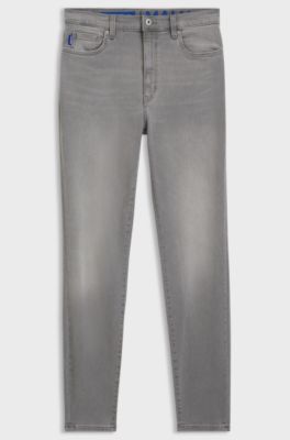 Skinny-fit jeans in dark-grey stretch denim, Light Grey