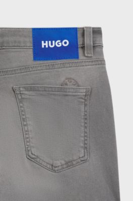Skinny-fit jeans in dark-grey stretch denim, Light Grey
