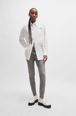 Jean Skinny en denim stretch gris fonc&eacute;, Gris sombre