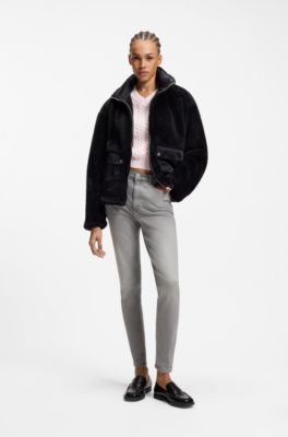 Skinny-fit jeans in dark-grey stretch denim, Light Grey