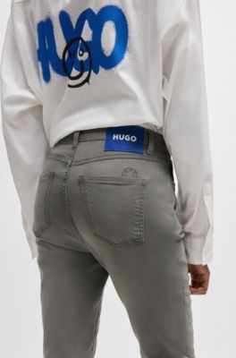 Skinny-fit jeans in dark-grey stretch denim, Dark Grey