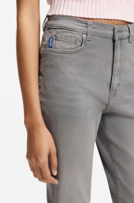 Skinny-fit jeans in dark-grey stretch denim, Light Grey