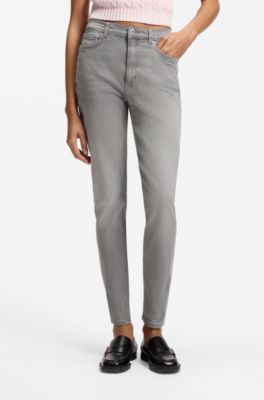Skinny-fit jeans in dark-grey stretch denim, Light Grey