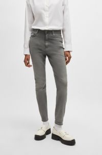 Vaqueros skinny fit en denim elástico gris oscuro, Gris oscuro