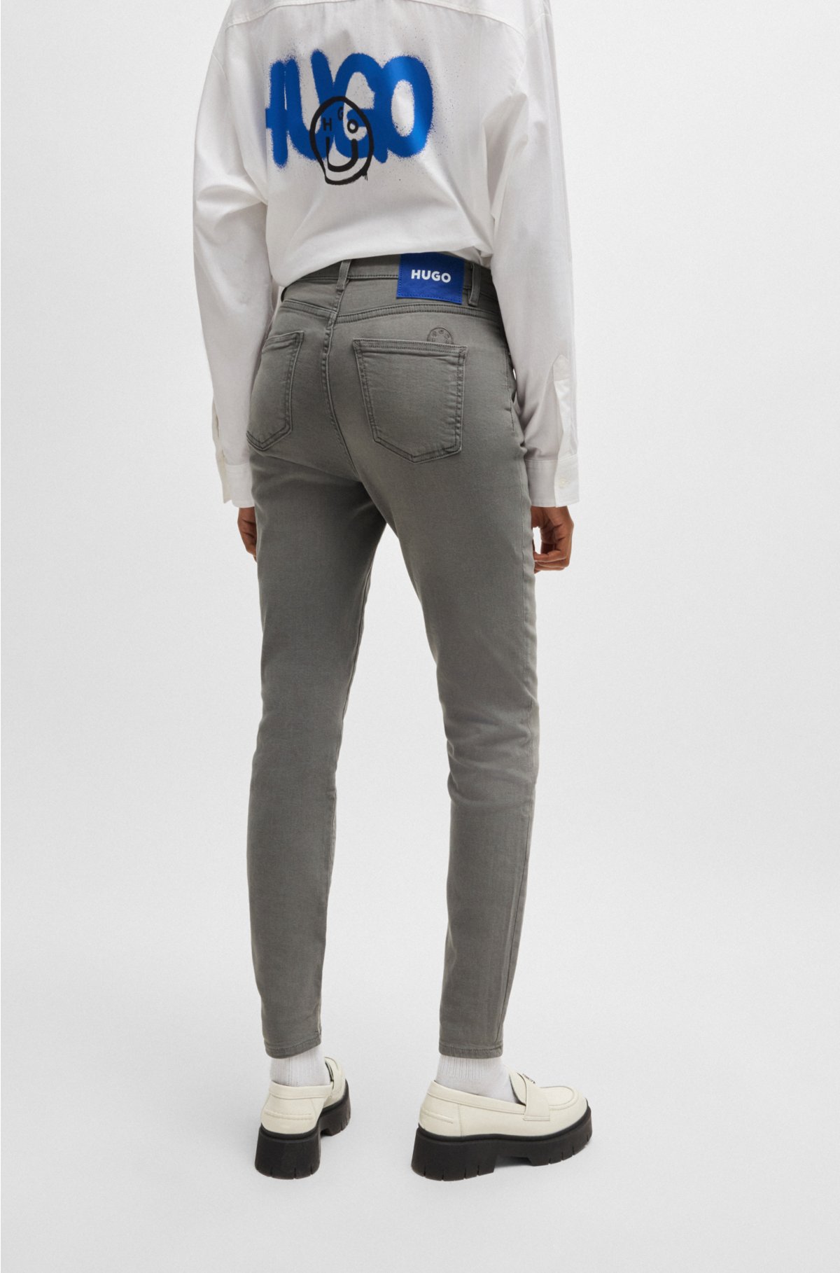 Skinny-fit jeans in dark-grey stretch denim, Dark Grey