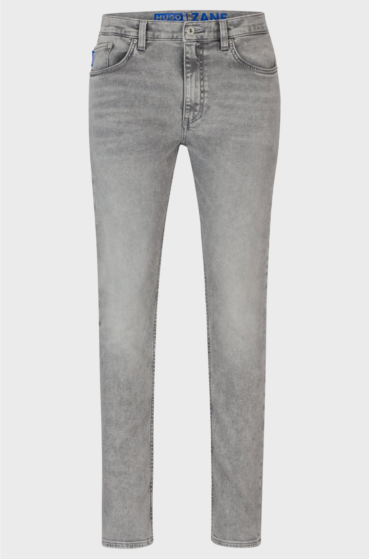 Mid-rise jeans in grey stretch denim, Light Grey
