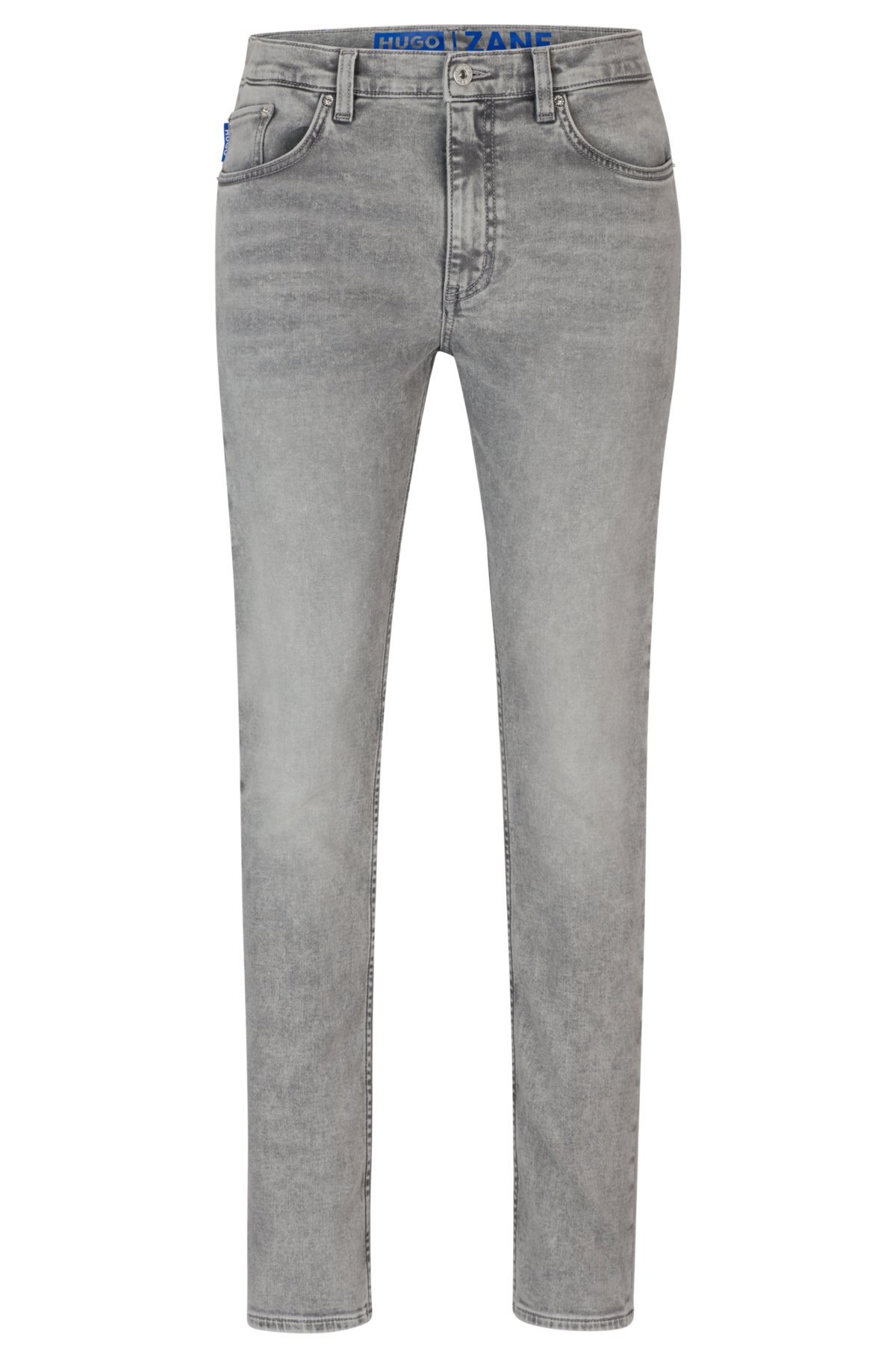 Mid-rise jeans in grey stretch denim, Light Grey