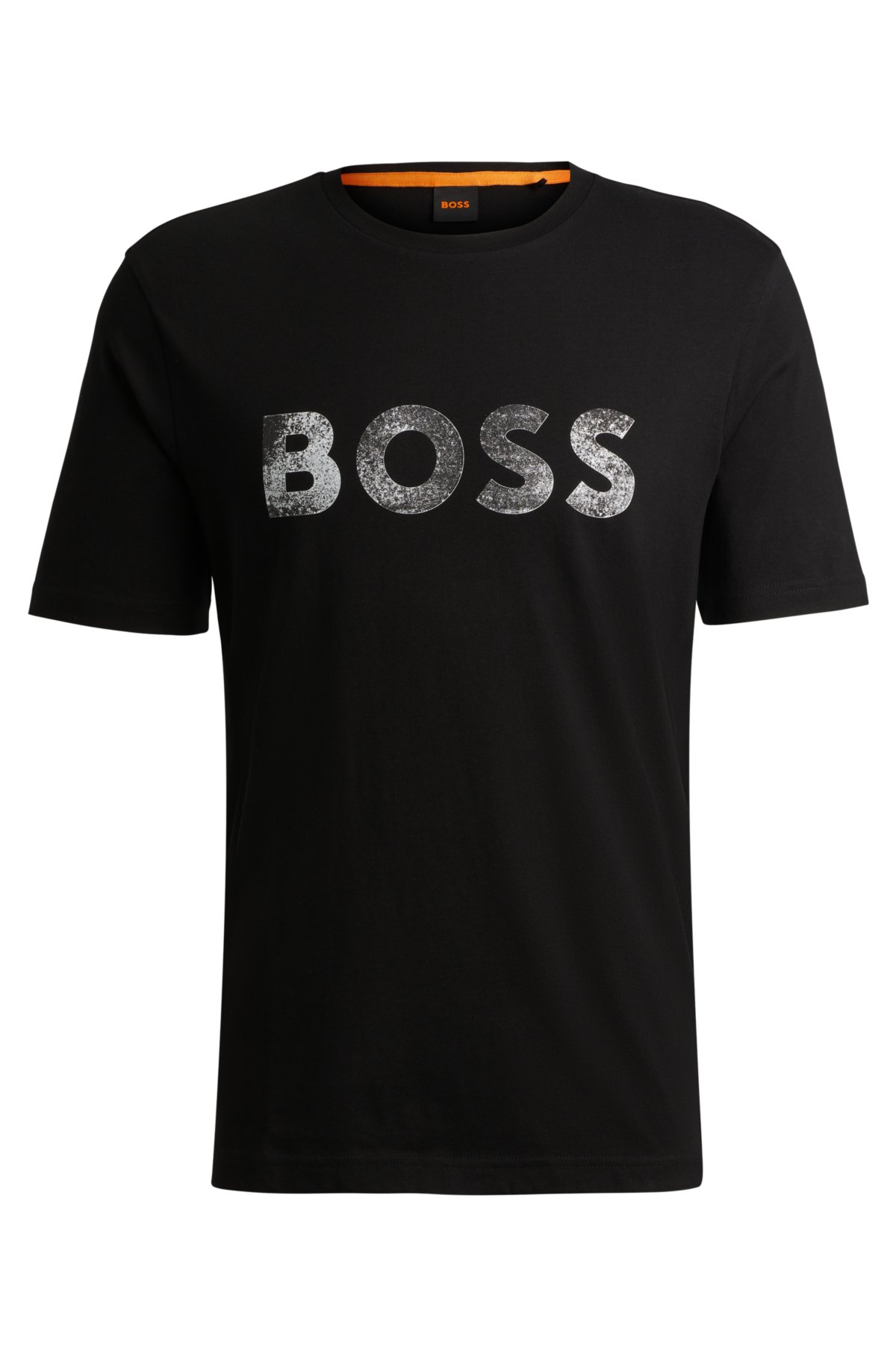 BOSS コットンジャージー Tシャツ ロゴプリントSカラーブラック