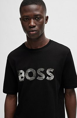 BOSS - コットンジャージー Tシャツ ロゴプリント