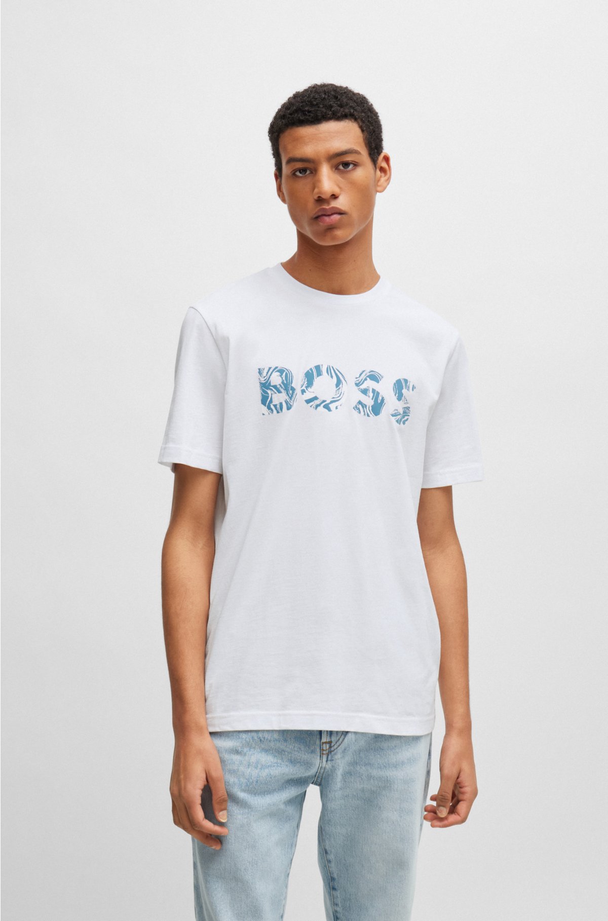BOSS - コットンジャージー Tシャツ ロゴプリント