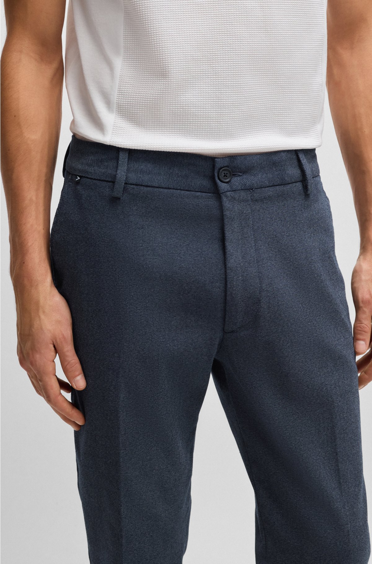 BOSS - Regular-fit trousers in cotton-blend twill