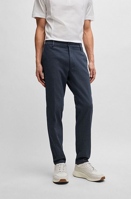 Regular-fit trousers in cotton-blend twill, Dark Blue