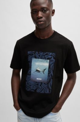 BOSS Cottonjersey regularfit Tshirt with seasonal artwork