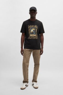 BOSS - Cotton-jersey regular-fit T-shirt with seasonal artwork