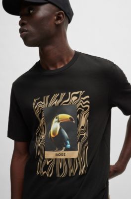 BOSS Cottonjersey regularfit Tshirt with seasonal artwork