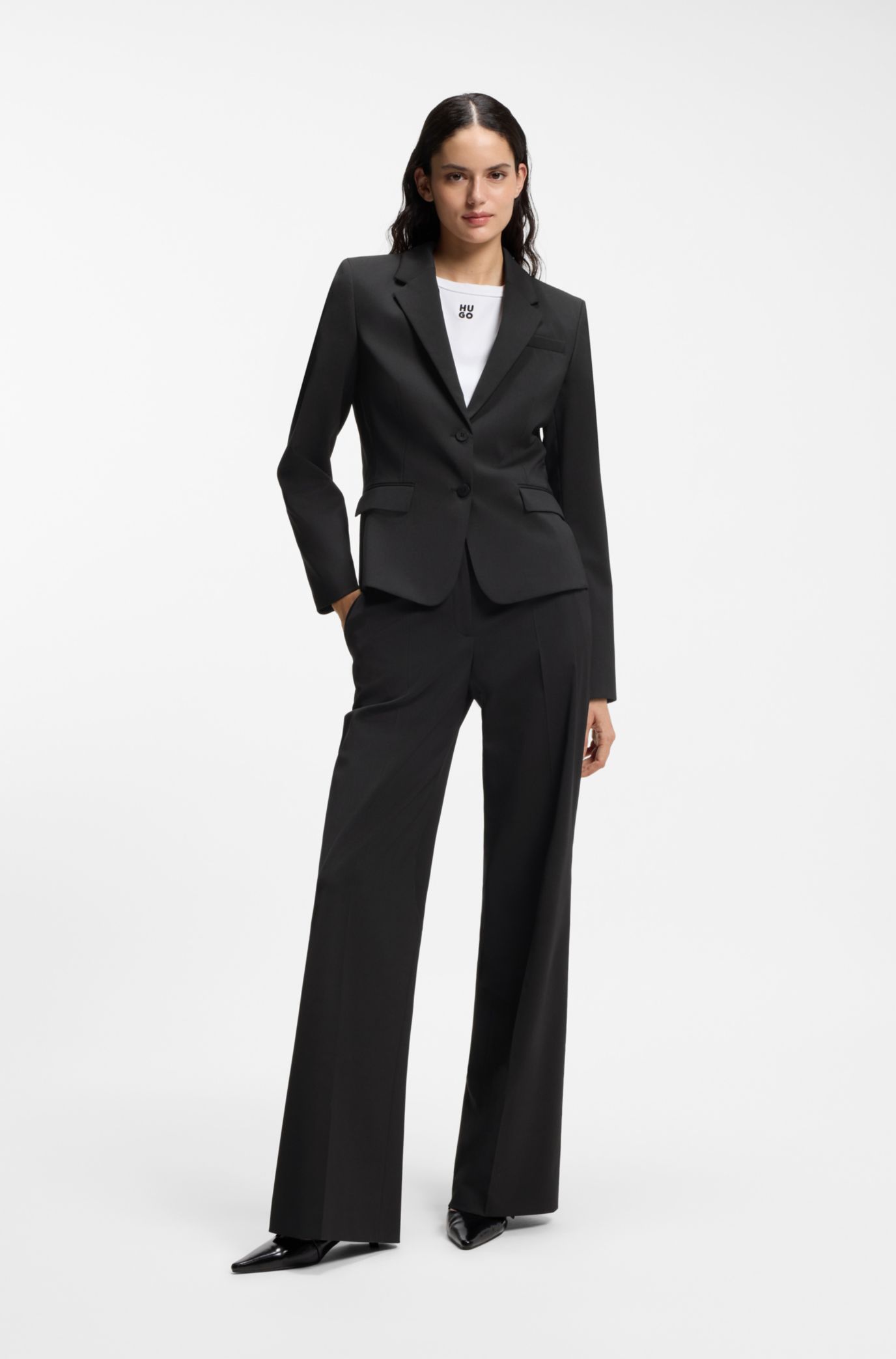 HUGO - シングルブレストジャケット ストレッチファブリック