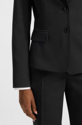 Single-breasted jacket in stretch fabric with notch lapels, Black