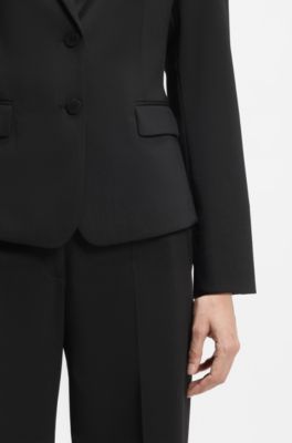 Giacca monopetto in tessuto elasticizzato con revers classici, Nero