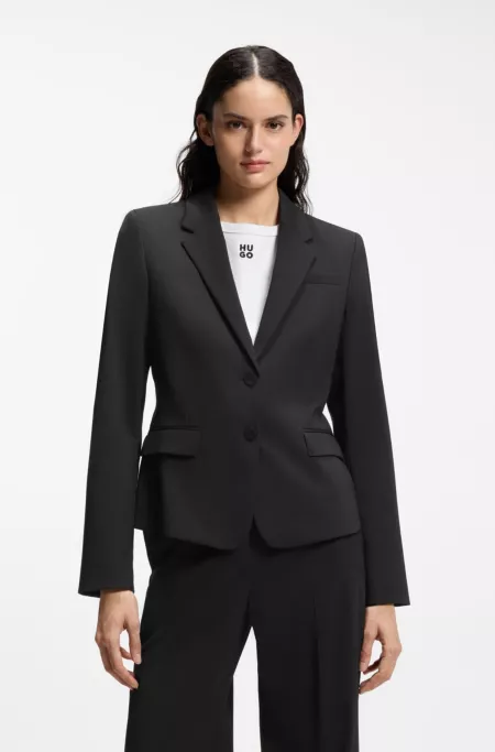 Veste droite en tissu stretch à revers crantés