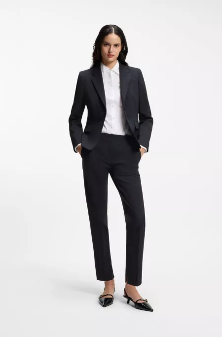 Veste droite en tissu stretch à revers crantés