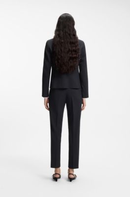 Single-breasted jacket in stretch fabric with notch lapels, Dark Blue