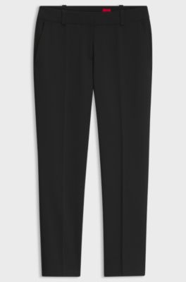 Slim-fit trousers with a cropped length, Black