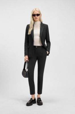 Slim-fit trousers with a cropped length, Black