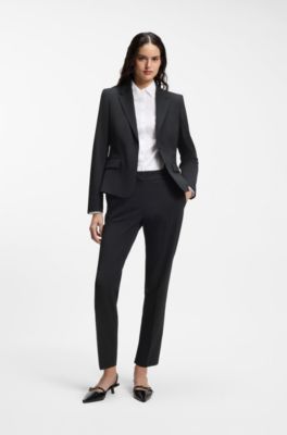 Slim-fit trousers with a cropped length, Black
