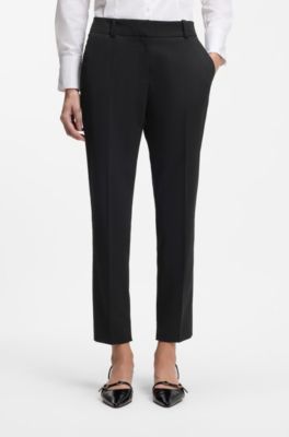 Slim-fit trousers with a cropped length, Black