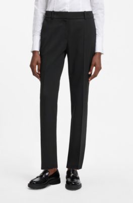 Slim-fit trousers with a cropped length, Black