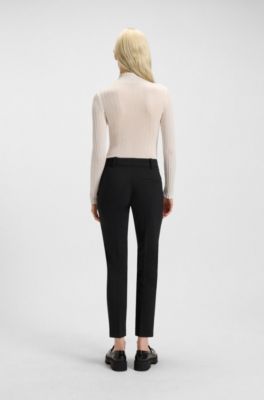 Slim-fit trousers with a cropped length, Black