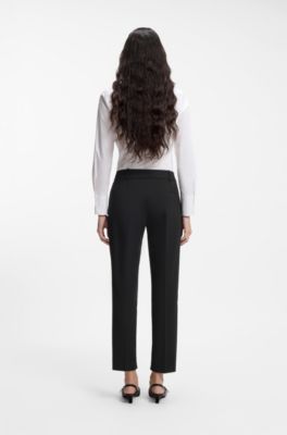 Slim-fit trousers with a cropped length, Black