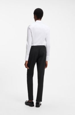 Slim-fit trousers with a cropped length, Black