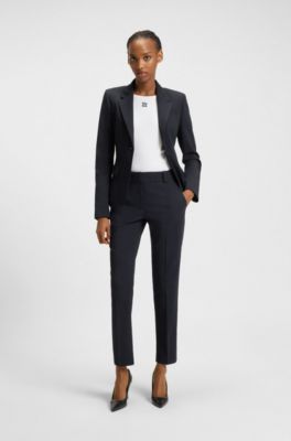 Slim-fit trousers with a cropped length, Dark Blue