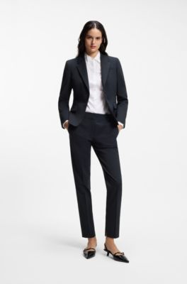 Slim-fit trousers with a cropped length, Dark Blue