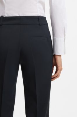 Slim-fit trousers with a cropped length, Dark Blue