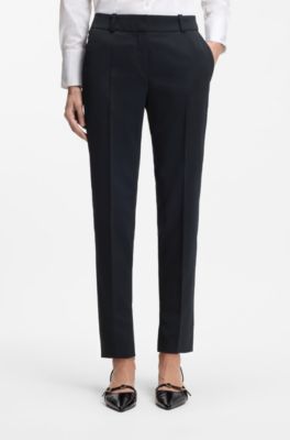 Slim-fit trousers with a cropped length, Dark Blue