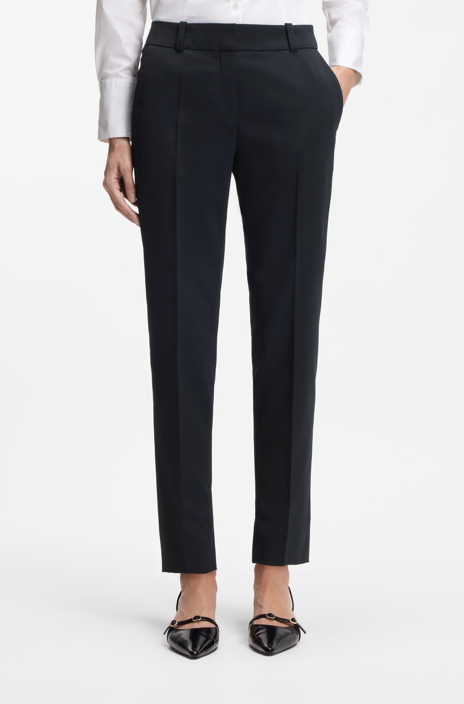 Hugo Slim-fit trousers with a cropped length byxor dam