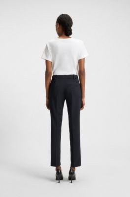 Slim-fit trousers with a cropped length, Dark Blue