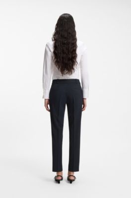 Slim-fit trousers with a cropped length, Dark Blue