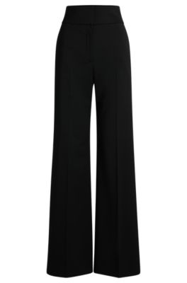 HUGO - High-waisted regular-fit trousers with flared leg - Black