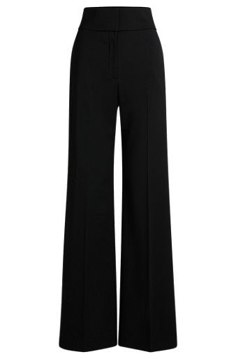High-waisted regular-fit trousers with flared leg, Black