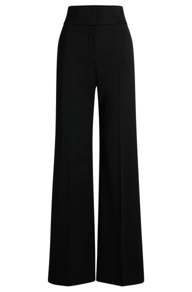 High-waisted regular-fit trousers with flared leg, Black