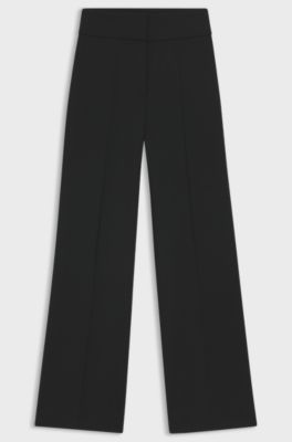 Pantalon Regular &eacute;vas&eacute; &agrave; taille haute, Noir