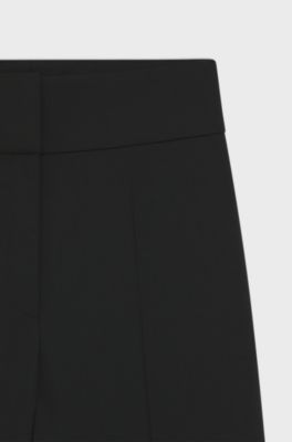 Pantalon Regular &eacute;vas&eacute; &agrave; taille haute, Noir